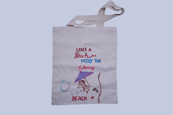 Cotton canvas tote bag with a touch of beach life Cotton Canvas Tote Bag with a Touch of Beach Life