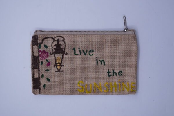 Live in the Sunshine Hand Painted Jute Pouch
