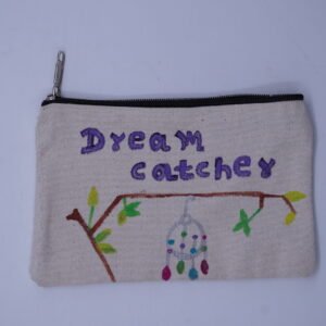 A dream catcher hand painted cotton canvas pouch