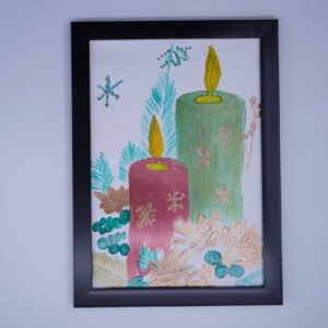 Festive holiday painting Hand Painting of Ignite Candles