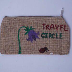Flower Design Hand Painted Jute Pouch