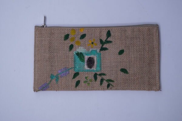 Hand painted camera jute pouch Hand Painted Camera Jute Pouch