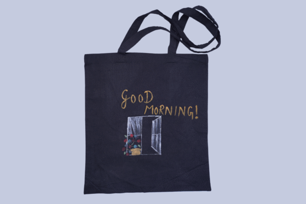 Hand Painted Cotton Canvas Cheerful Tote Bag