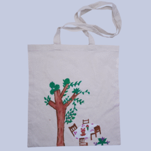 Hand Painted Cotton Tote Bag a Tall Tree and Floral