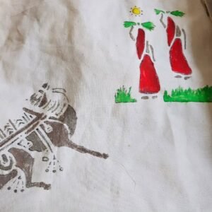 Hand painted farmer ladies with bullock tote bag