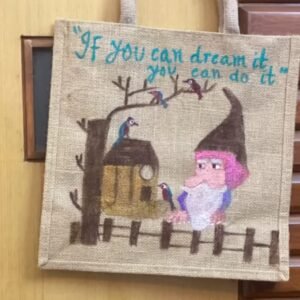 Hand Painted Goofy Jute Tote Bag