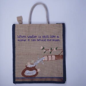 Hand painted jute tote bag Hand Painted Jute Tote Bag