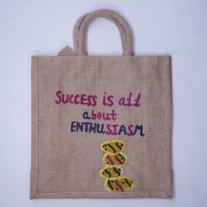 Hand painted jute tote bag with lovely message Hand Painted Jute Tote Bag with Lovely Message