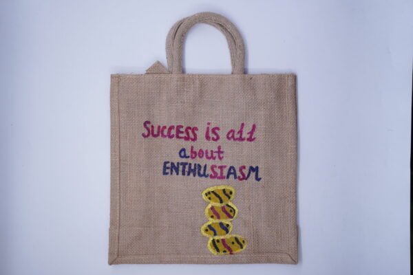 Hand Painted Jute Tote Bag with Lovely Message