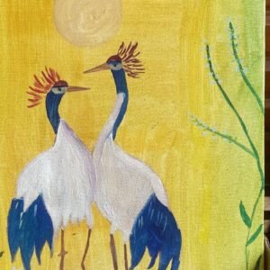 Hand Painting of Cranes Duo