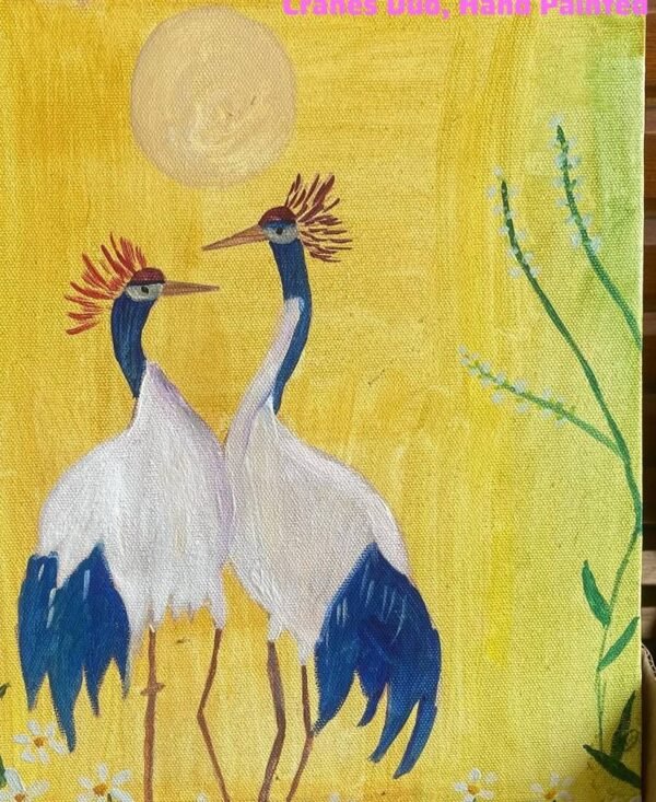 Hand Painting of Cranes Duo