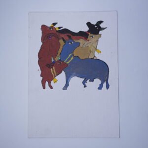 Kamadhenu cow paintings mount paper with frame small canvas painting Hand Painting of Kamdhenu Cows