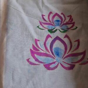 Hand painted lotus tote bag