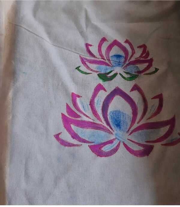 Latous tote bag Hand painted lotus tote bag