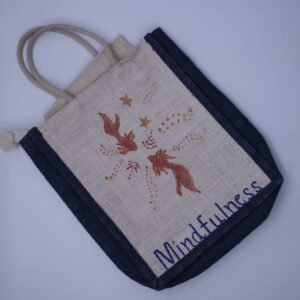Mindfulness Hand Painted Jute Tote Bag
