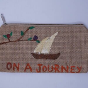 On A Journey Hand Painted Jute Pouch
