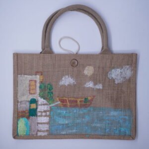 Sailing Through Waters Hand Painted Tote Bag