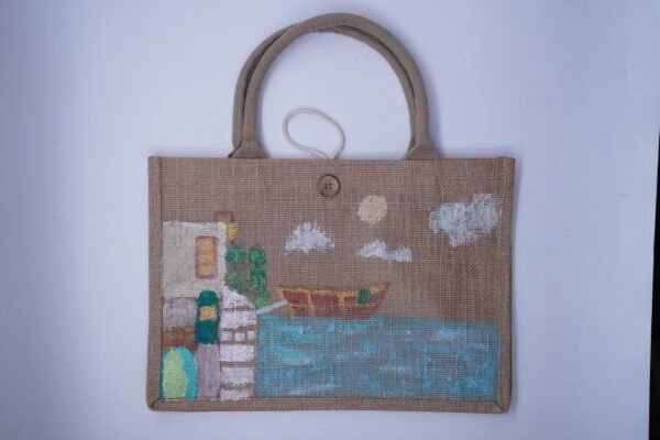 Sailing through waters hand painted tote bag Sailing Through Waters Hand Painted Tote Bag