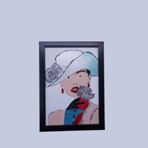 Stylish Women Hand Painting on Mount Paper with Frame