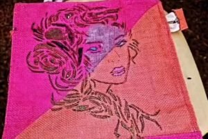 Hand painted jute tote bag color