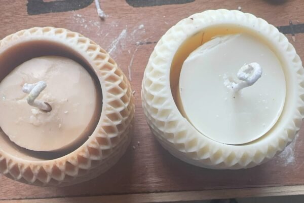 honey-comb-candle A 100 % Soy Designer Honey Comb Candle in with Hand Painted Candle