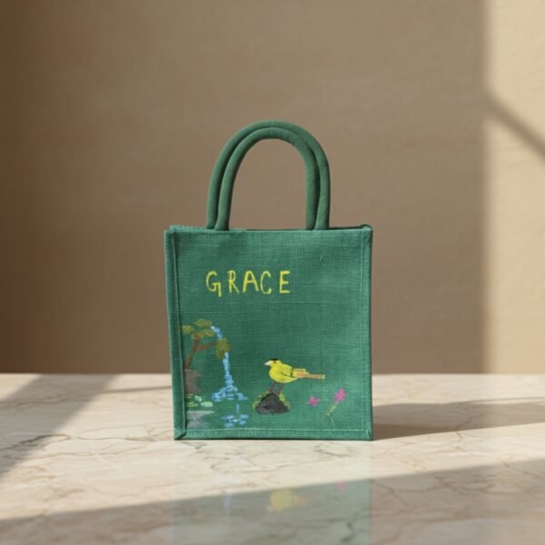 Green bag Green Jute tote bag Grace