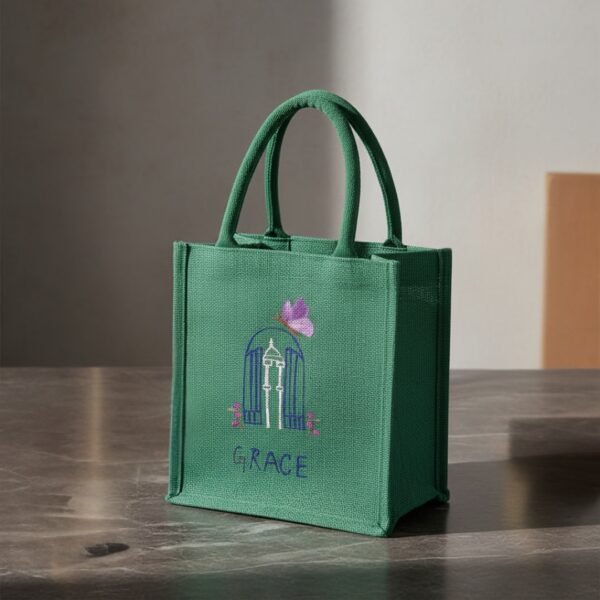 Ai Green bag (12) Green Jute tote bag Royal aesthetics