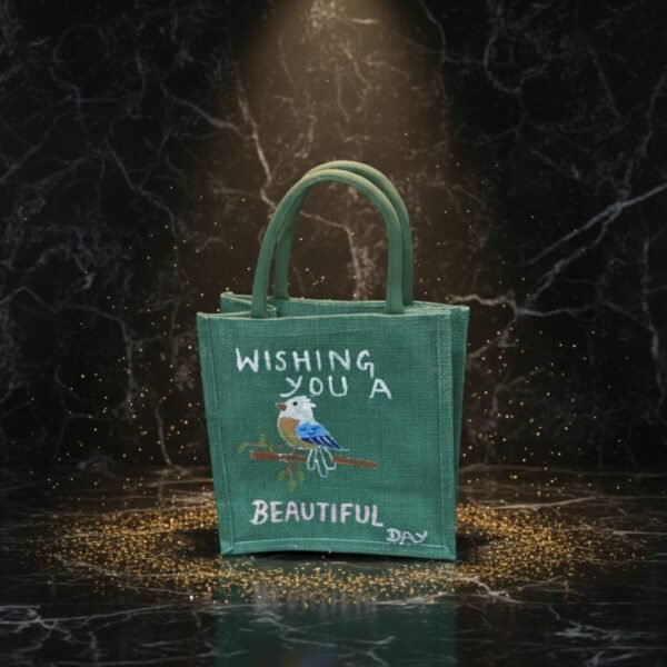 Ai Green bag (15) Green Jute tote bag Greetings
