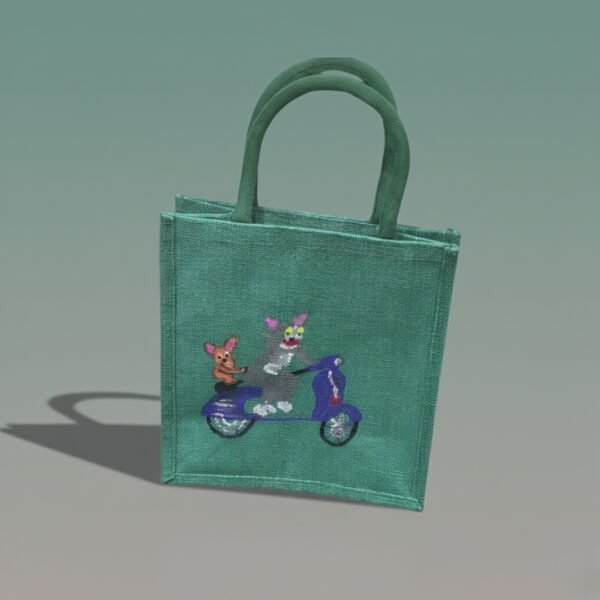 Green Jute Tote Bag Old school memories
